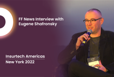 An ad for Eugene Shafronsky's FF News interview at Insurtech Americas New York 2022.